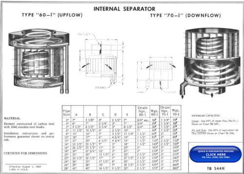 Wright-Austin Centrifugal Separator Internal Element Drawings